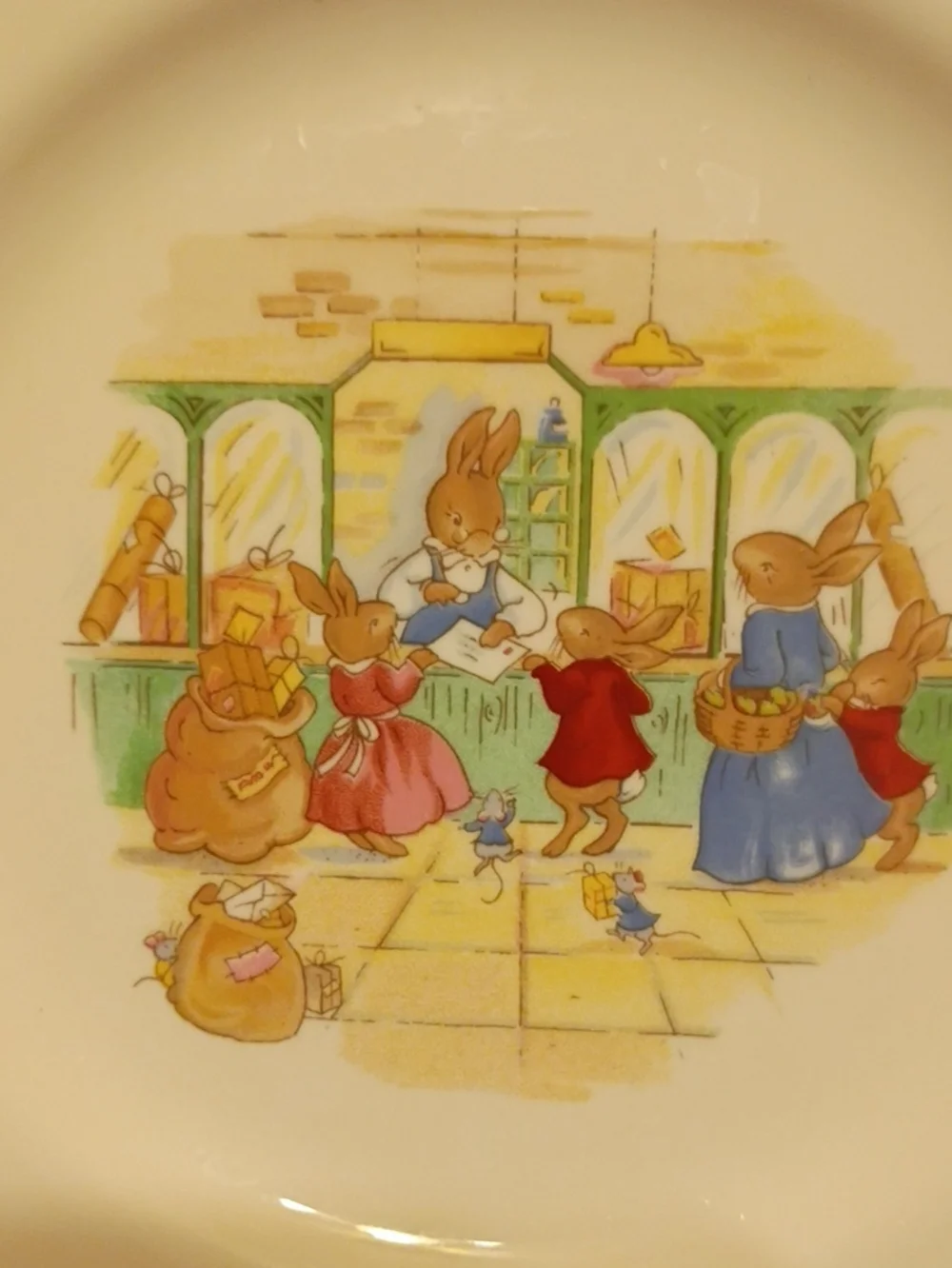 2 Royal Doulton Cream and Brown Bunny Family Children's Plates